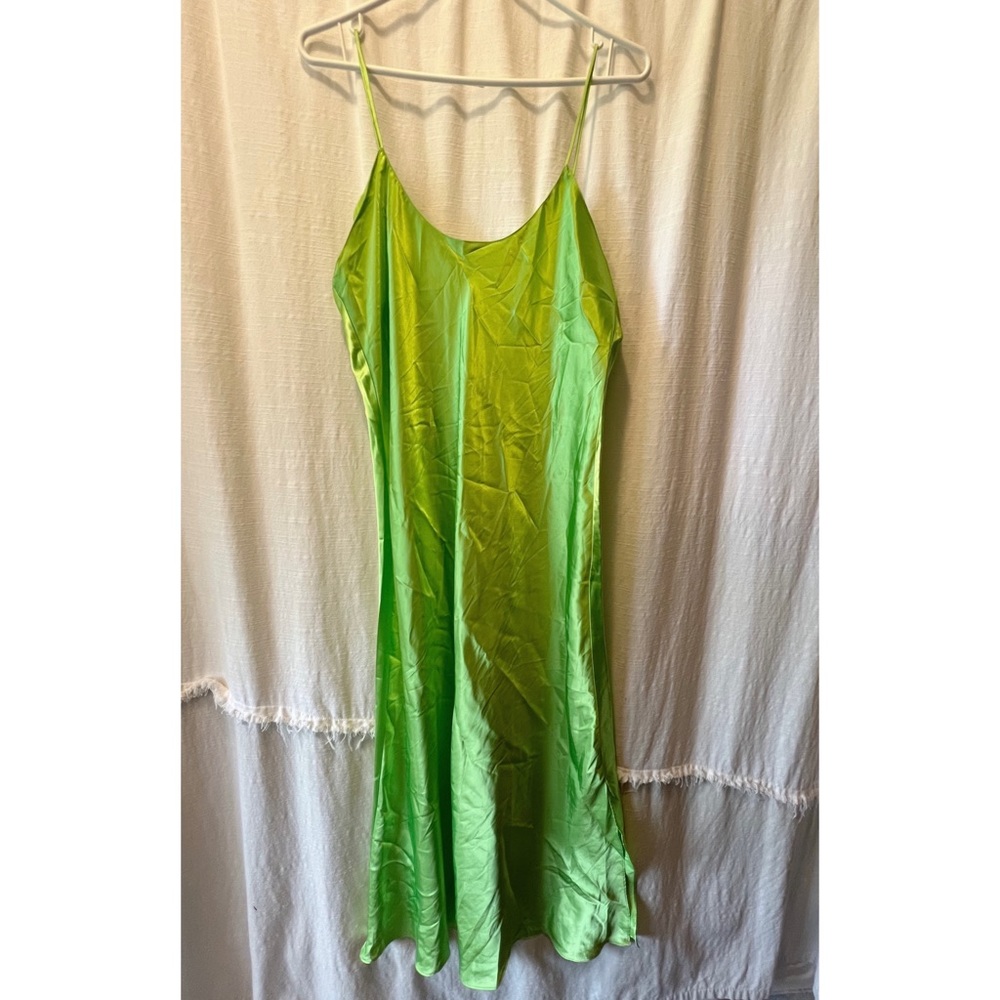 Elegant Lime Green Slip Dress